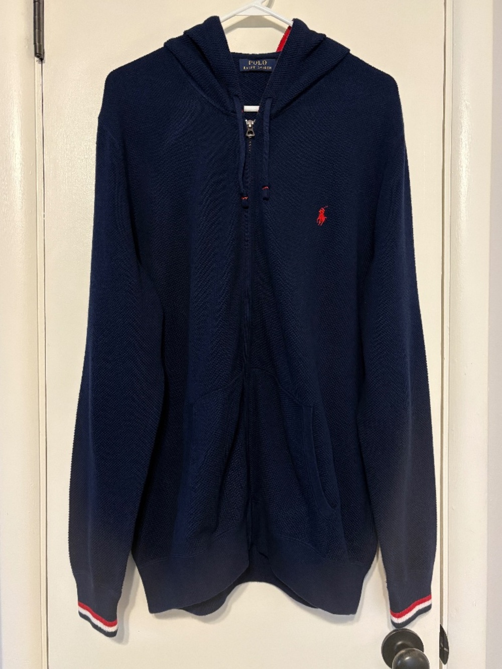 Polo Ralph Lauren Men's Thermal Full-Zip Hoodie Sweatshirt XL Navy Blue Logo